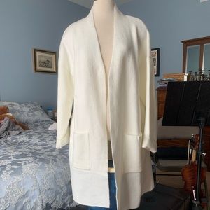 Long cardigan sweater in winter white